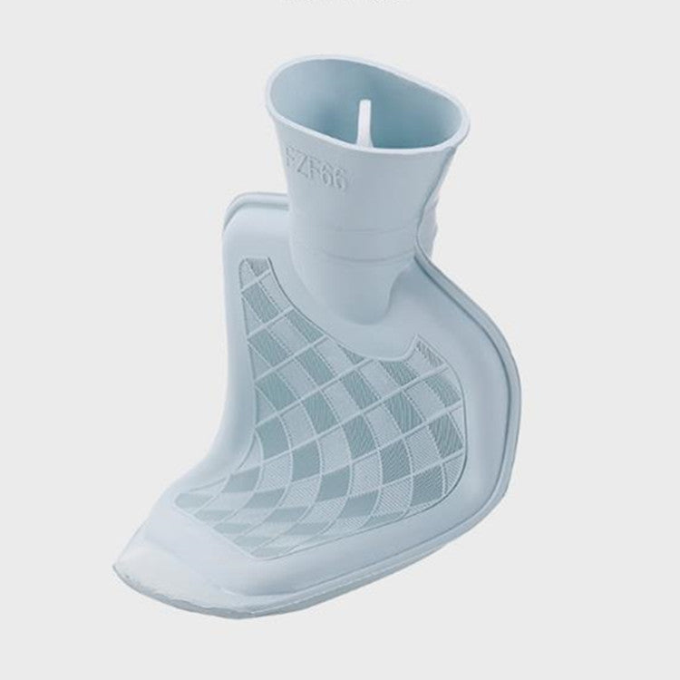 Soft hot water bottle cover in light blue with stitched grid flower pattern
