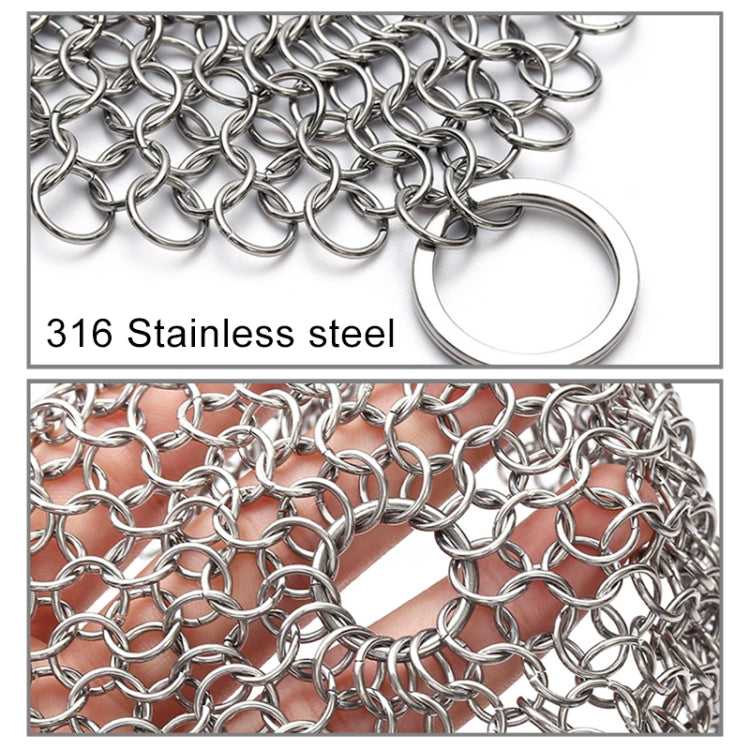 Stainless steel chain scrubber net with ring loop, heavy-duty cleaning