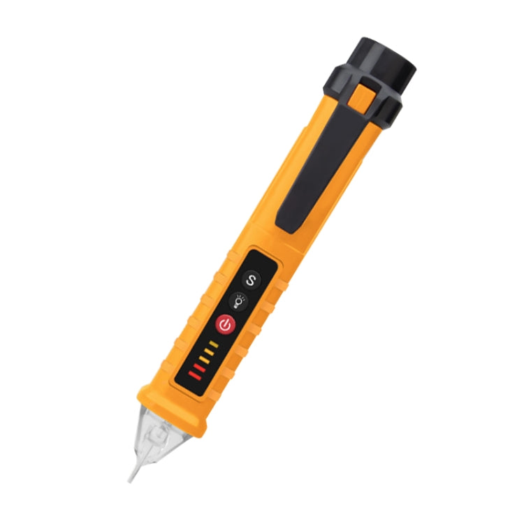 Non-contact smart electric pen, yellow body with black details and clear probe tip