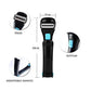 Black long-handle electric shaver with adjustable fold and blue button