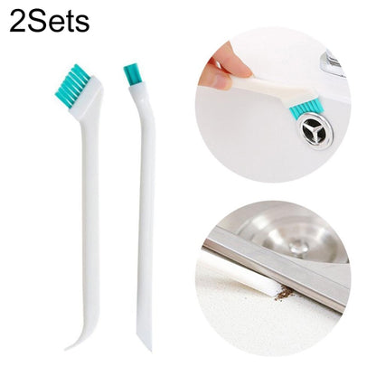 Double-head gap cleaning brush set with white handle and teal bristles, plus tail scraper