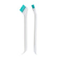 Set of two white door gap cleaning brushes with teal bristle heads