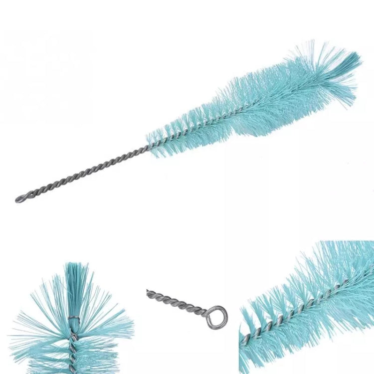 Teal nylon bottle brushes: long bristle heads with twisted wire handles and loop ends
