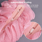 Soft mesh bath shower brush with long handle and secure wrapped mesh head