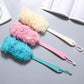 Mesh bath shower brush set with long handles and hanging loops, blue included