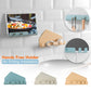 Wall-mounted phone holder with hook arms, set shown in teal, beige, and tan