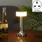 LED table lamp with chrome stand and white glow, UK plug