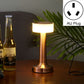 LED table lamp with red bronze stand and white glow, AU plug