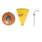 Electric cat toy set: brown base, yellow fabric cover, and red wand with gray tip