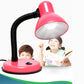 Red LED desk lamp with flexible neck and conical shade