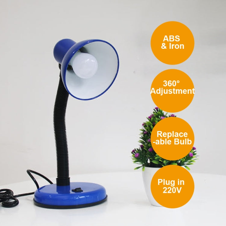 Blue LED desk lamp with adjustable flexible neck and round base