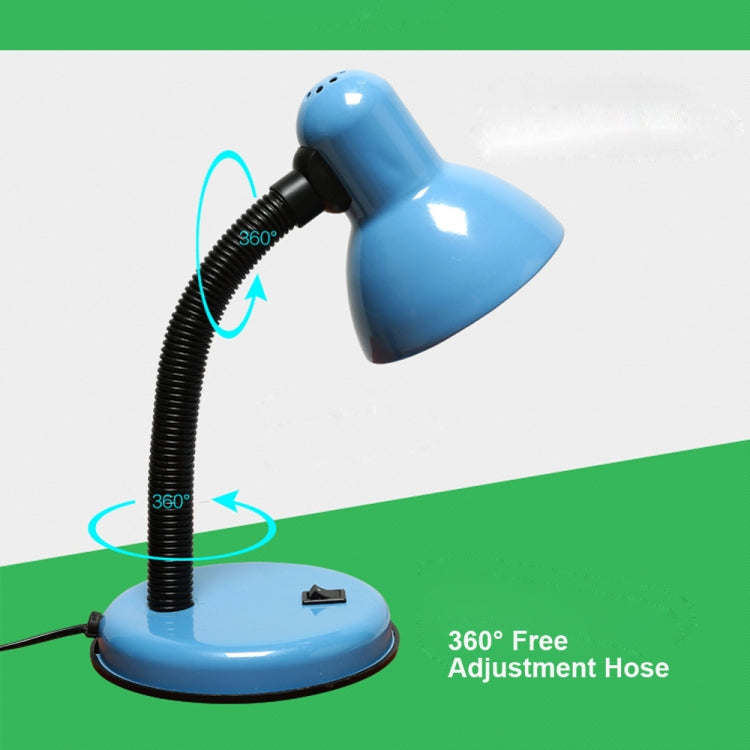 Light blue LED desk lamp with adjustable flexible neck and round base