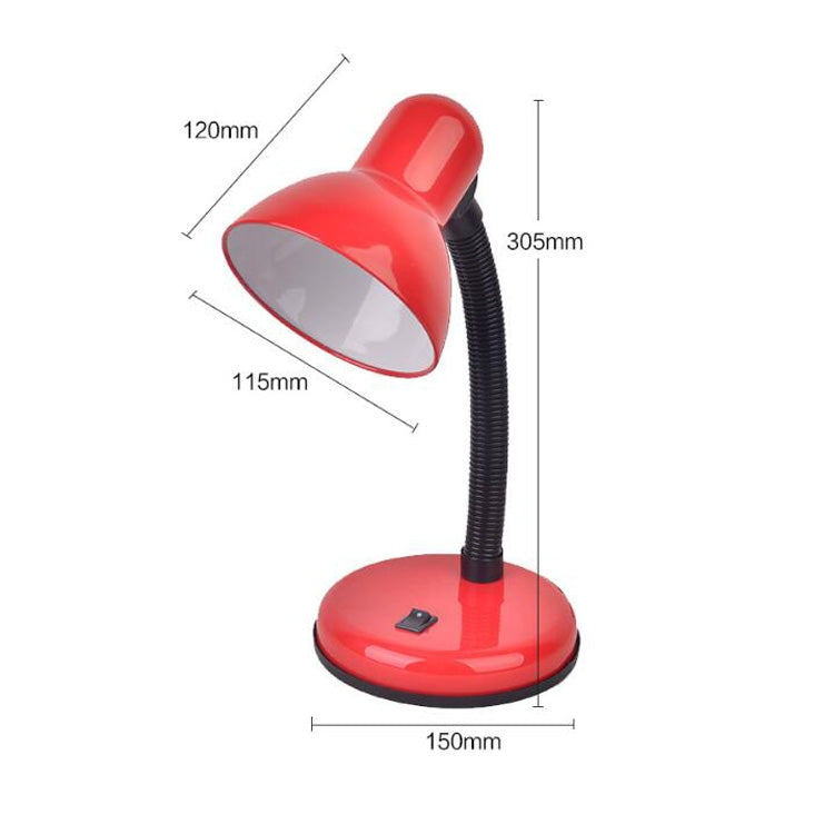 Red LED desk lamp with adjustable flexible neck and conical shade