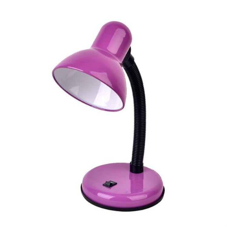 Purple LED desk lamp with flexible neck and round base