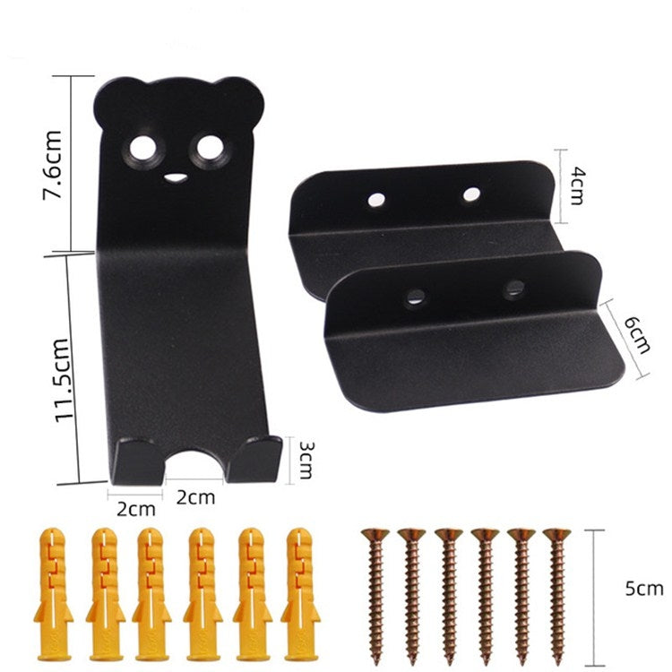 Black bicycle wall hooks set with size labels and included screws