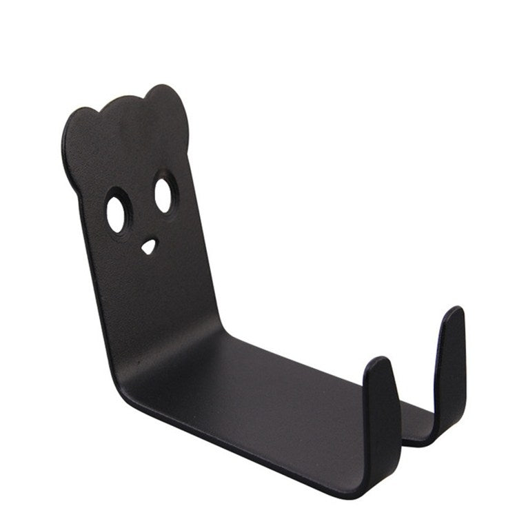 Black bicycle wall hook with curved cradle and bear-face mounting plate