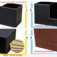 Black leather desktop pen organizer showing smooth stitching and sturdy base detail