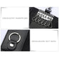 Black leather keychain key bag with metal keyring hooks and keyring loop