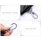 Black leather keychain key bag with metal keyring clasp and hanging hook