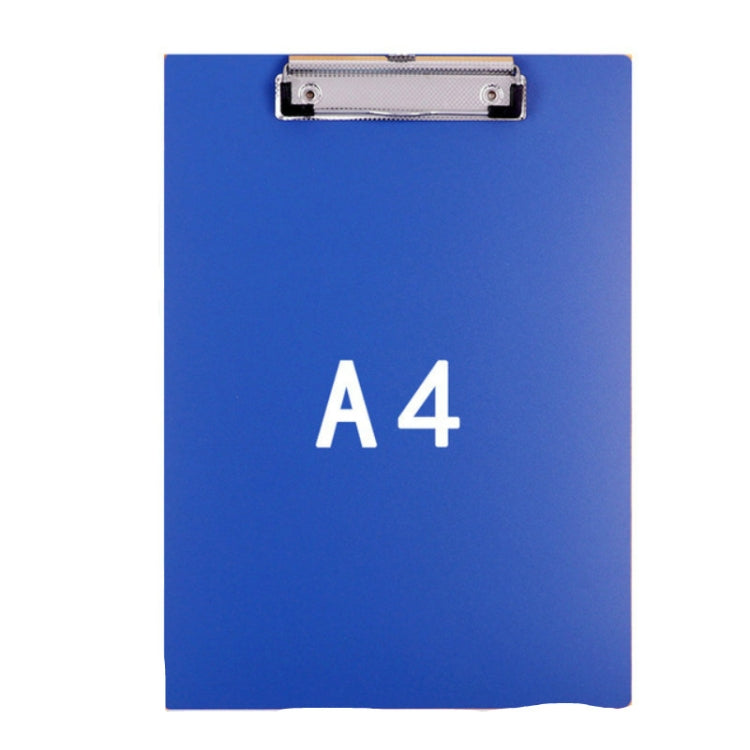 Blue A4 clipboard folder with metal clip and centered A4 label.