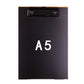 Dark A5 clipboard folder with metal clip and centered A5 label.