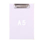 A5 white clipboard folder with metal clip and centered A5 label.