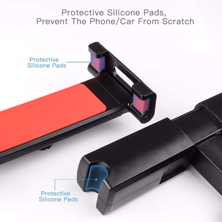 Black bracket with red protective silicone pads and corner clamp guards