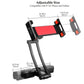 Adjustable red-and-black rear seat phone holder bracket with extendable arms