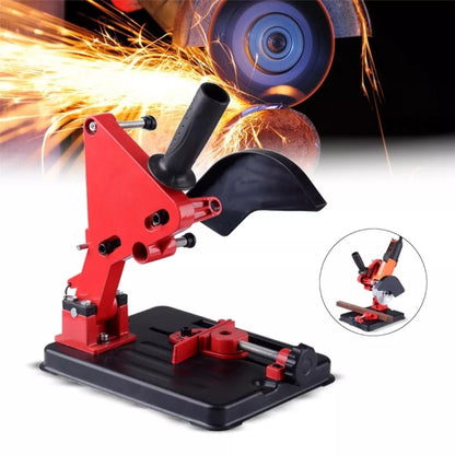 Red fixed-angle grinder bracket with black base platform for mounting a grinder