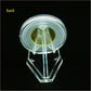 Clear acrylic coin holder tripod stand viewed from the back