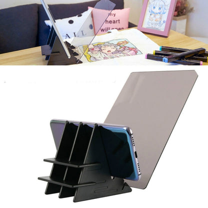 Optical tracing board with gray panel and black stand holding a smartphone