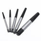 Broken screw extractor bits set, five black-threaded steel extractors