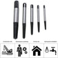 Broken screw extractor bit set, assorted lengths with black threads and silver shafts