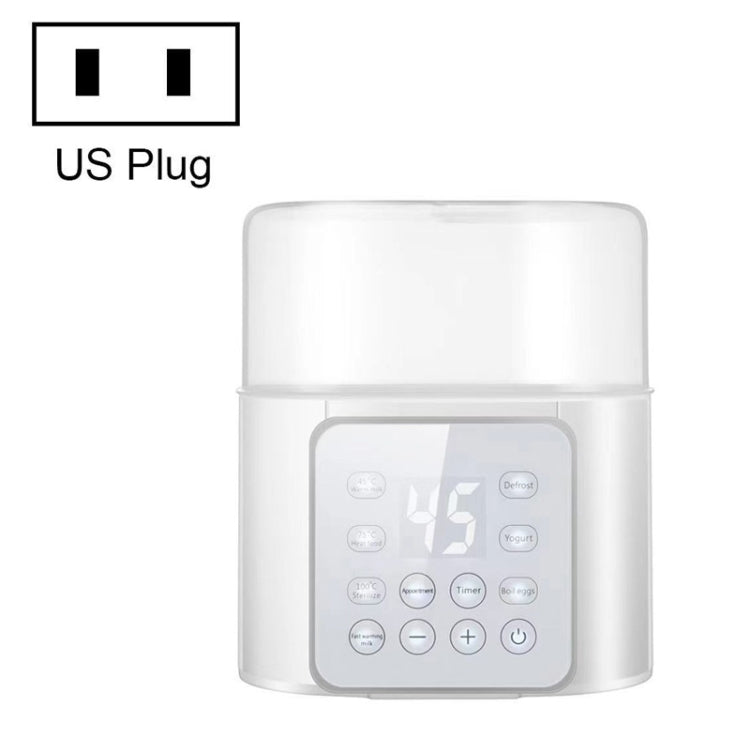 Double bottle warmer and sterilizer with US plug, white body and digital touch panel