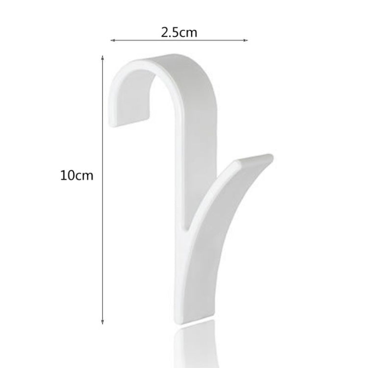 White plastic towel hook, 10 cm tall and 2.5 cm wide