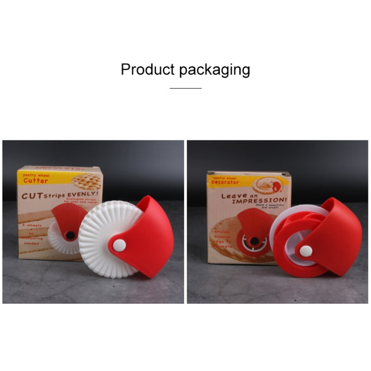Red pasta cutting wheel tool shown in retail packaging