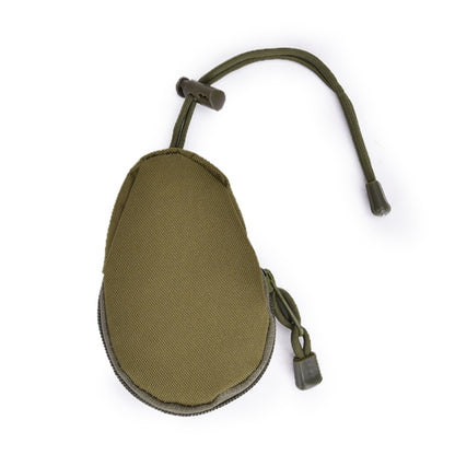Army green zippered mini key and coin pouch with lanyard cords and key clip