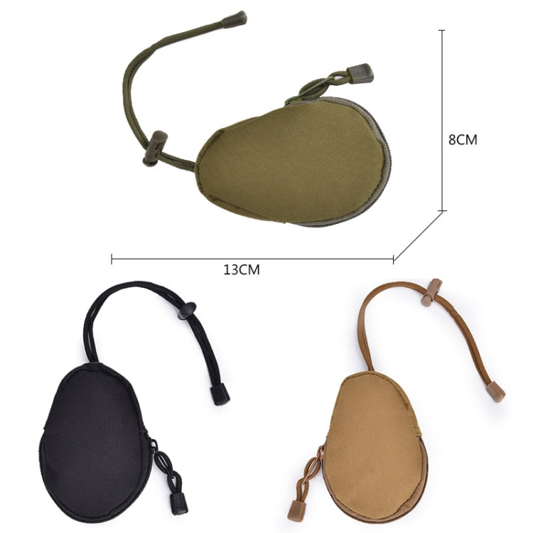 Set of mini key coin purses in olive green, black, and brown with lanyard cords