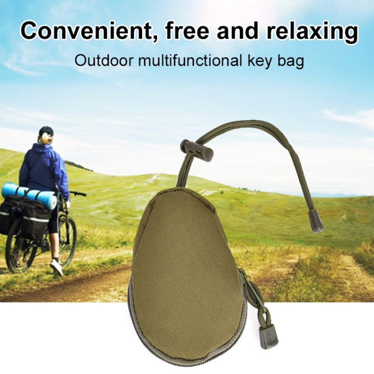 Army green zippered mini key and coin pouch with lanyard cords and key clip