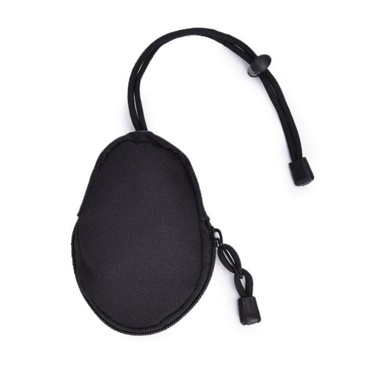 Black zippered mini key and coin pouch with lanyard cords and key clip