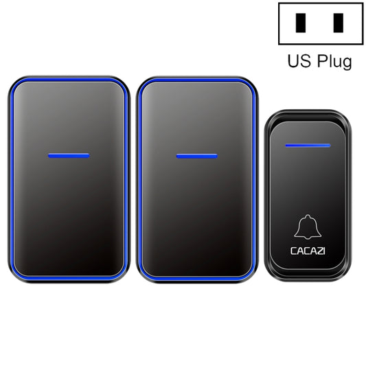 Wireless doorbell receiver and remote controls set in black with blue indicator button