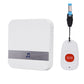White wireless doorbell receiver with music strip and SOS key fob.