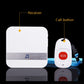 White receiver unit and SOS call button with power plug and cord.