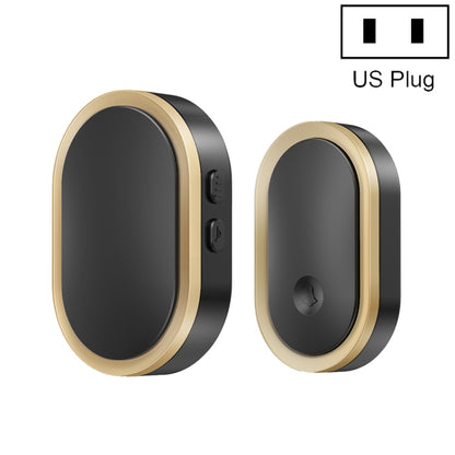 Smart doorbell pager, black face with gold trim; US plug.