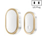 Smart doorbell pager, white face with gold trim; US plug.