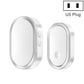 Smart doorbell pager, white face with silver trim; US plug.
