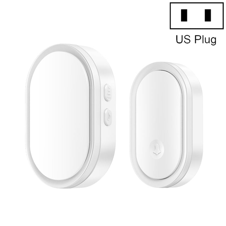 Smart doorbell pager, white face with light gray trim; US plug.