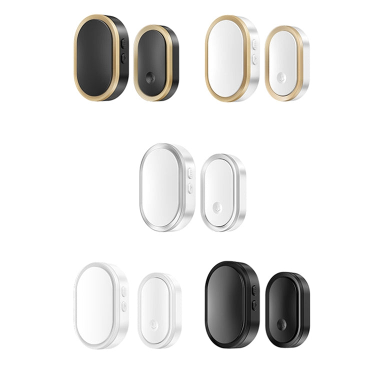 Assorted color set of oval smart doorbell receivers: black, white, and gold