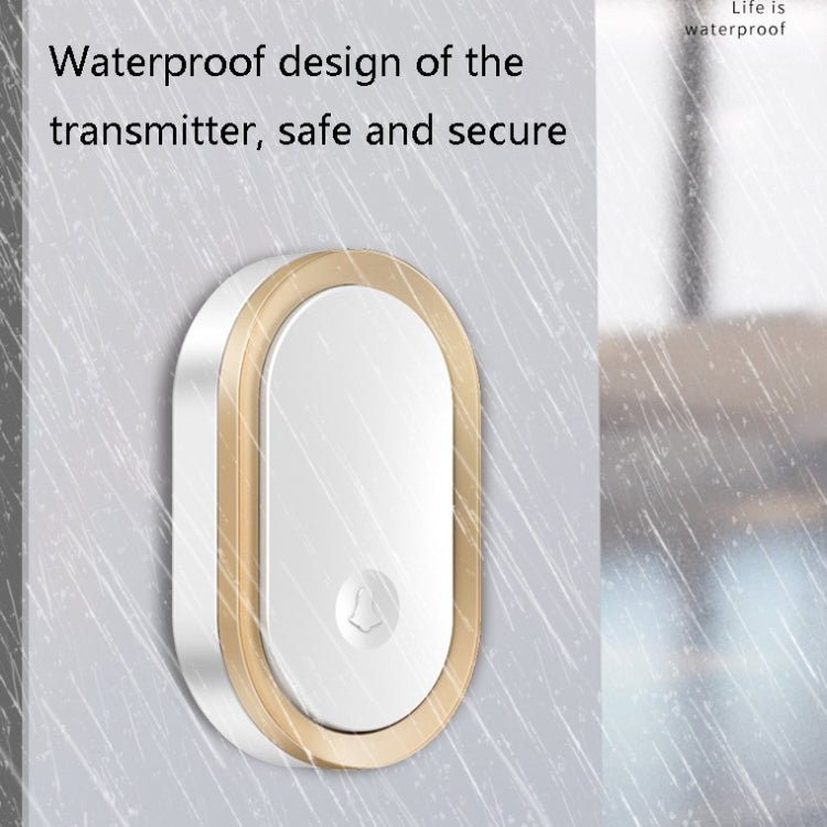 Smart home doorbell pager receiver, oval white with gold frame