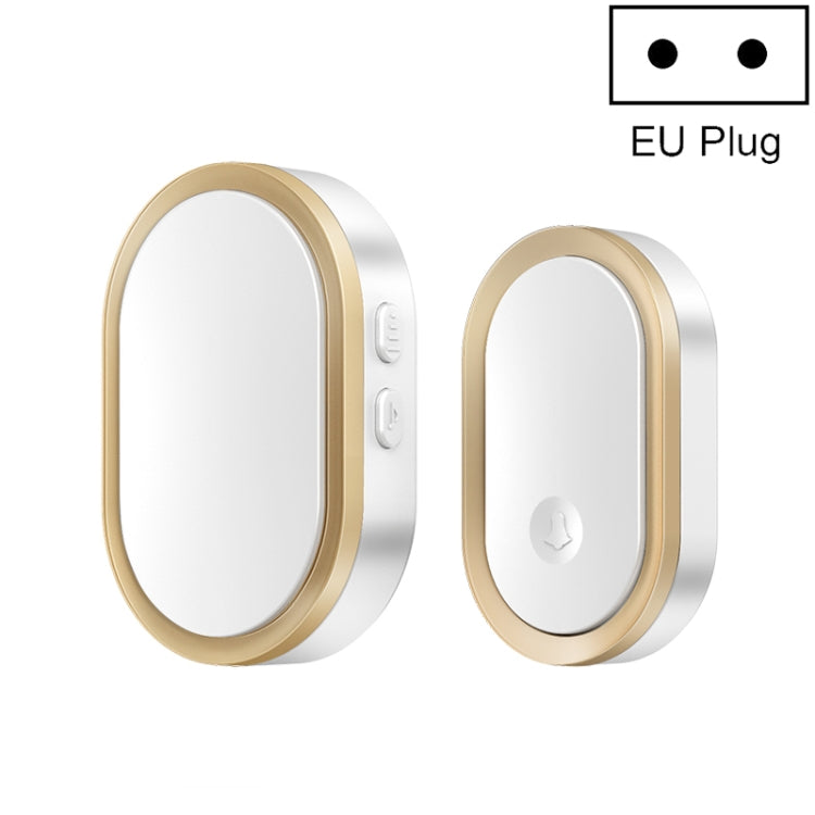 Smart doorbell pager, white face with gold trim; EU plug.